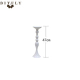 Metal Candle Holders Stand Gold Silver Flowers Vase artificial silk Rose Flower ball Centerpieces Candelabra Wedding Decoration