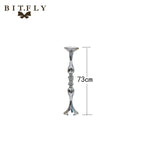 Metal Candle Holders Stand Gold Silver Flowers Vase artificial silk Rose Flower ball Centerpieces Candelabra Wedding Decoration
