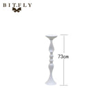 Metal Candle Holders Stand Gold Silver Flowers Vase artificial silk Rose Flower ball Centerpieces Candelabra Wedding Decoration