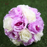 Metal Candle Holders Stand Gold Silver Flowers Vase artificial silk Rose Flower ball Centerpieces Candelabra Wedding Decoration