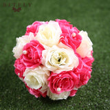 Metal Candle Holders Stand Gold Silver Flowers Vase artificial silk Rose Flower ball Centerpieces Candelabra Wedding Decoration