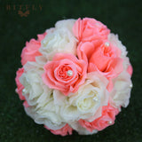 Metal Candle Holders Stand Gold Silver Flowers Vase artificial silk Rose Flower ball Centerpieces Candelabra Wedding Decoration