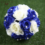Metal Candle Holders Stand Gold Silver Flowers Vase artificial silk Rose Flower ball Centerpieces Candelabra Wedding Decoration