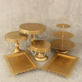 Fashion 6PcsWhite Gold Crystal Cake Stand Cupcake Pan Wedding Dessert Candy Tray Stand Holder Candle Holder Home Party Decor