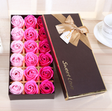 18pcs Scented Soap Rose flower Essential Oil Set with Gift Box romantic Lover Valentine's Day Wedding Gifts Body Bath Flowers