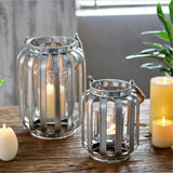 Glass Iron Art Lantern Candle Holder Tea Light Candlestick Glass Iron Art Lantern Crafts Accessories Home Bar Garden Decoration