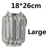 Glass Iron Art Lantern Candle Holder Tea Light Candlestick Glass Iron Art Lantern Crafts Accessories Home Bar Garden Decoration
